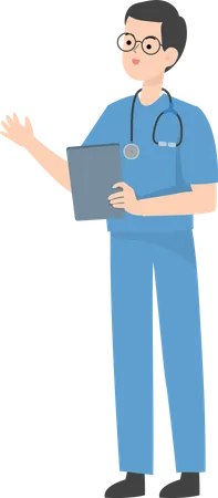 Doctor holding file Illustration