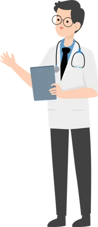 Doctor holding file Illustration