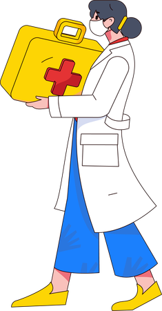 Doctor holding first aid kit  Illustration