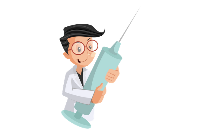 Doctor holding Injection  Illustration