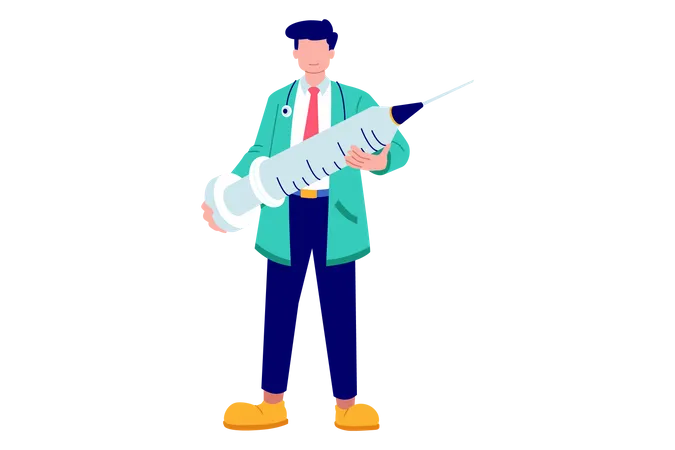 Doctor With Inject Illustration Illustration