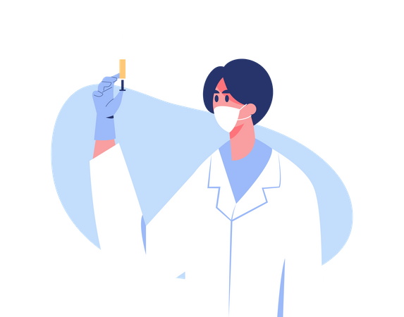 Doctor holding injection Illustration