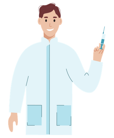 Doctor Holding Injection Illustration
