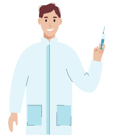 Doctor Holding Injection  Illustration