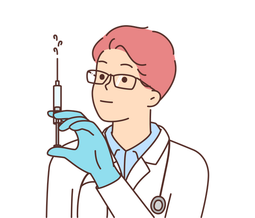 Doctor holding injection  Illustration