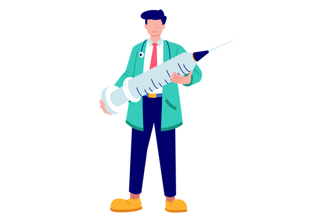 Doctor holding injection  Illustration