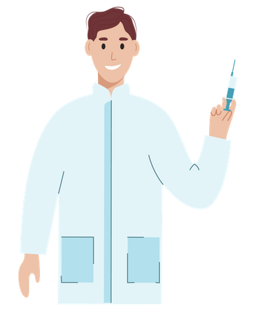 Doctor Holding Injection  Illustration