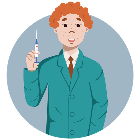 Doctor Holding Injection  Illustration