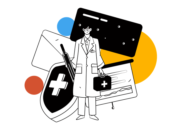 Doctor holding injection  Illustration