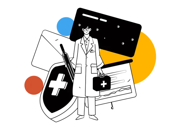 Doctor holding injection  Illustration