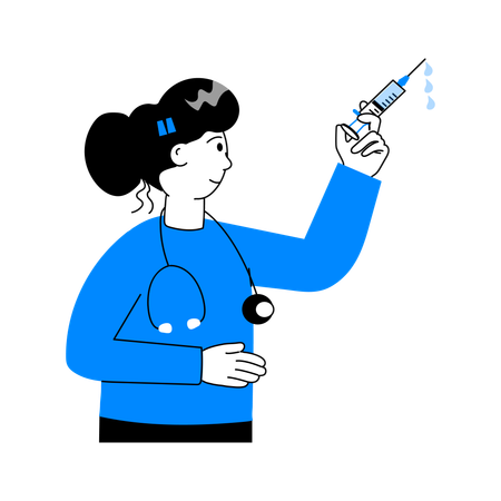 Doctor holding injection  Illustration