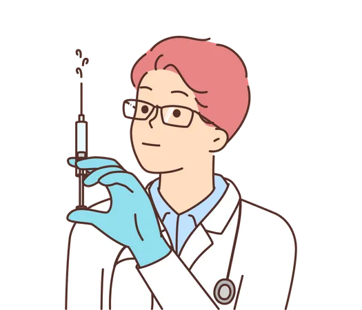 Doctor holding injection  Illustration