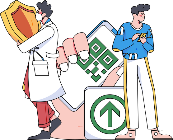 Doctor holding medical shield  Illustration