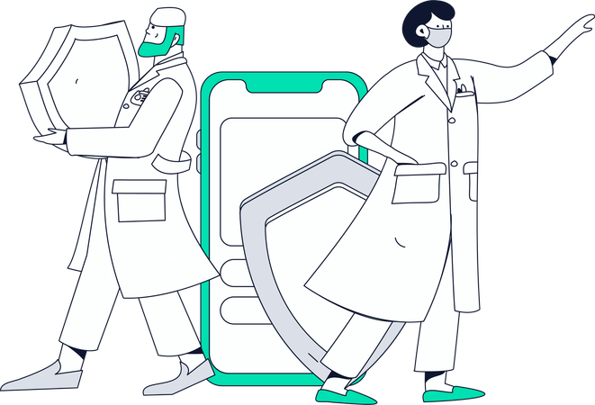 Doctor Holding Medical Shield  Illustration