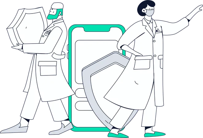 Doctor Holding Medical Shield  Illustration