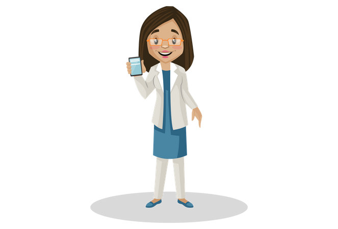 Doctor holding mobile in her hand  Illustration