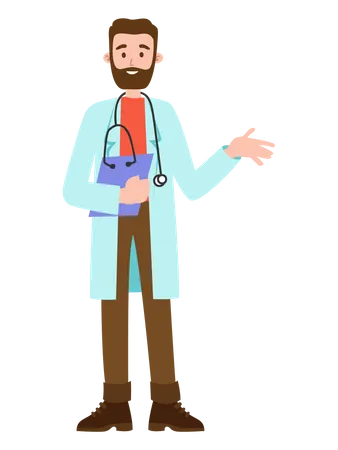Doctor sosteniendo informe del paciente  Ilustración