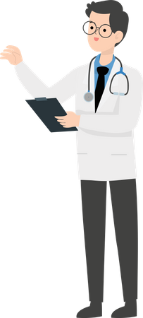 Doctor sosteniendo informe del paciente  Ilustración