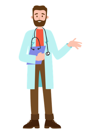 Doctor holding patient report  Illustration