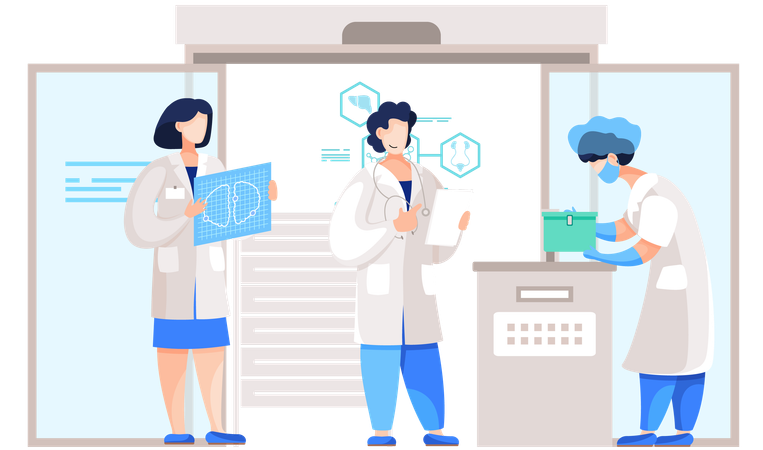Doctor holding patients lungs xray  Illustration