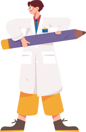 Doctor holding pencil for preparing report  Illustration