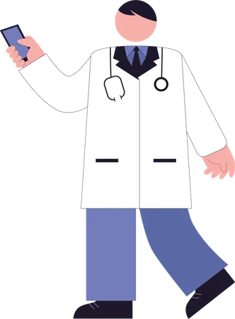 Doctor holding Phone  Illustration