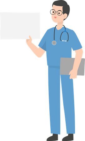 Doctor holding placard  Illustration