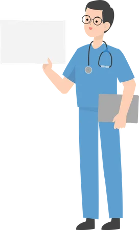 Doctor holding placard  Illustration