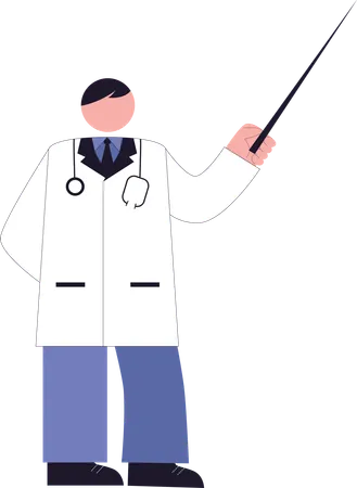 Doctor holding  pointer-stick  Illustration