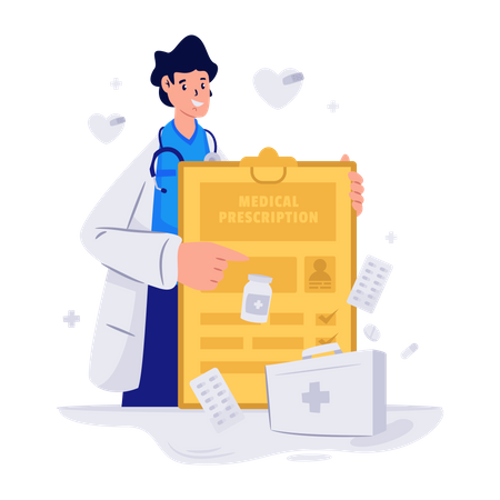 Doctor Holding Prescription  Illustration