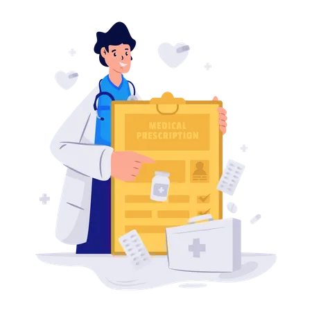 Doctor Holding Prescription  Illustration