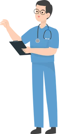 Doctor holding report Illustration