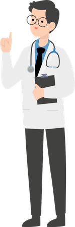 Doctor holding report Illustration