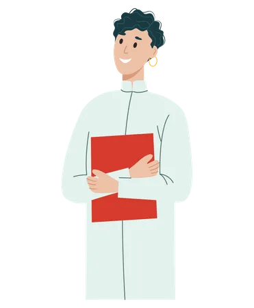 Doctor Holding Report Illustration