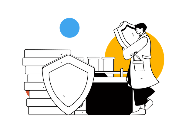 Doctor holding shield  Illustration