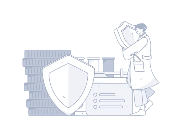 Doctor holding shield  Illustration