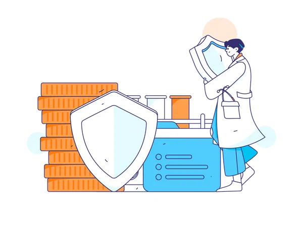 Doctor holding shield  Illustration