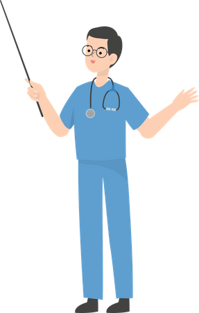 Doctor holding stick Illustration