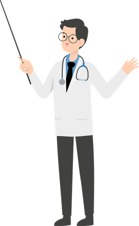 Doctor holding stick Illustration