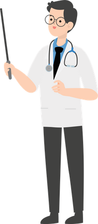 Doctor holding stick and presenting Illustration
