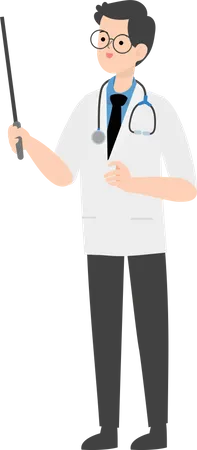 Doctor holding stick and presenting  Illustration