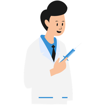 Doctor holding syringe  Illustration