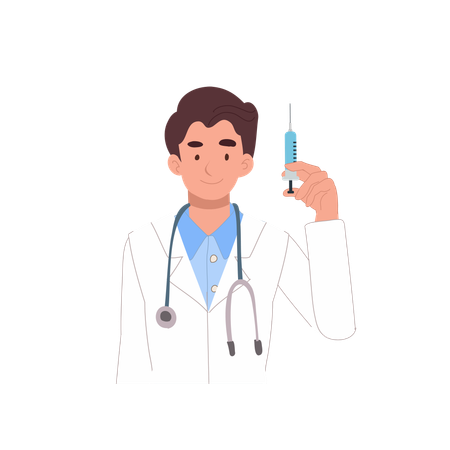 Doctor holding syringe  Illustration