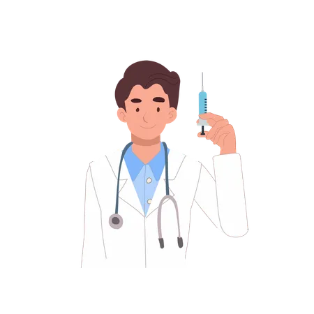 Doctor holding syringe  Illustration