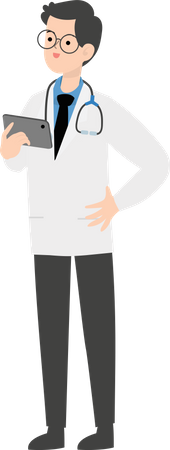 Doctor holding tablet Illustration