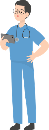 Doctor holding tablet  Illustration