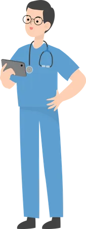 Doctor holding tablet  Illustration