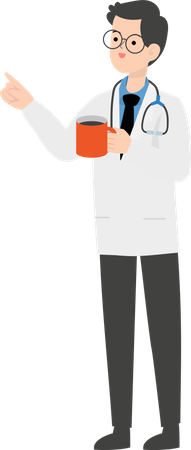 Doctor holding tea cup Illustration
