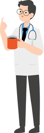Doctor holding tea cup Illustration