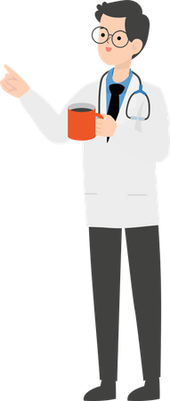 Doctor holding tea cup  Illustration